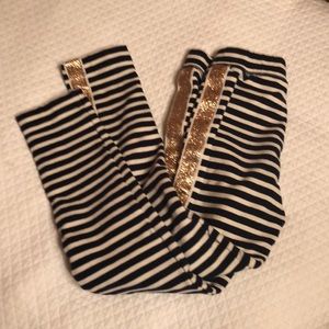 Girls j crew glitter stripe leggings